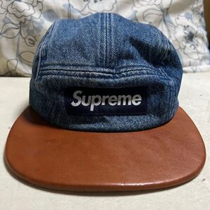 Supreme デニム+レザーキャップ Supreme キャンプキャップ DENIM LEATHER