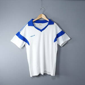 adidas/ Adidas /L/ Франция производства / cut and sewn /VENTEX/ футболка / белый × голубой белый × синий Polo 