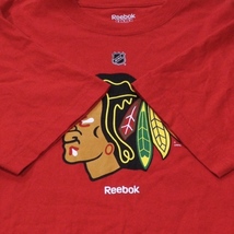 NHL Chicago Blackhawks シカゴ ブラックホークス リーボック オフィシャル ロゴ Tシャツ 赤 M 美品_画像6