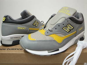 [ free shipping prompt decision ] not yet sale in Japan NEW BALANCE UK made M1500GGY 24.5cm US6.5 new goods BRINGBACK limitation all leather reissue color GRAY gray x yellow Britain made 