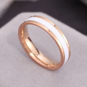 ローズゴールド ステンレスリング ステンレス指輪 ピンキーリング ホワイトの商品画像