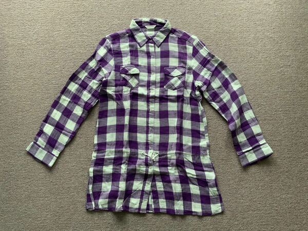 チェックシャツ　ブラウス　紫色