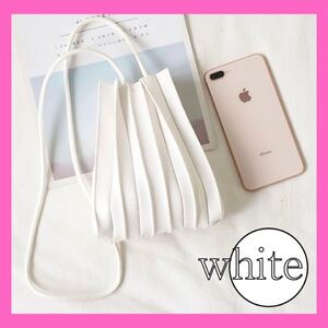 ミニショルダーバッグ プリーツ エコレザー ポシェット 巾着 フェイクレザー