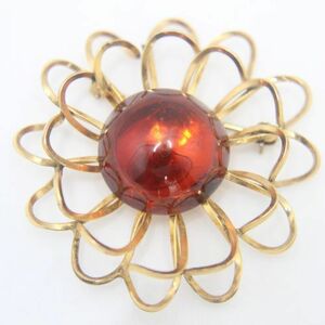 Vintage AMBER Brooch 12K.G.F ヴィンテージ アンバー ブローチ