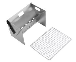 アウトドアバーベキュー コンロ ステンレス製軽量焚き火台収納ケース付き 小型 BBQコンロ 一人用 収納袋 焚き火台