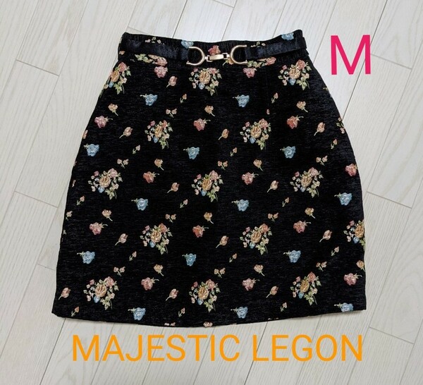 MAJESTIC LEGON 花柄・台形ミニスカート コーデュロイ