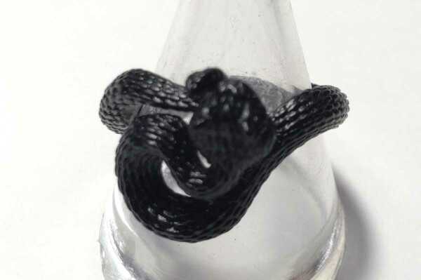 送料無料！　【フリーサイズ】アナコンダ　蛇の指輪（ブラック）　リング　へび　ヘビ　スネーク　パイソン　ファンスマ