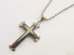 送料込み！　トリプルクロスのネックレス（ガンメタ）十字架　ロザリオ　ファンスマ