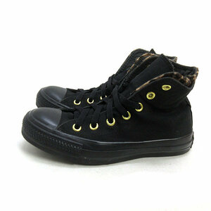 k■【23cm】コンバース/CONVERSE ALLSTAR HI レオパード切替 キャンバススニーカー/黒/LADIES■51【中古】