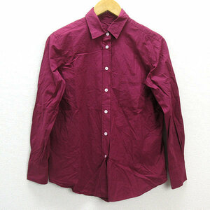 s■日本製■メーカーズ鎌倉/MAKER'S SHIRT kamakura 胸ポケット付き 長袖シャツ/カッターシャツ 【F】赤/LADIES/144【中古】