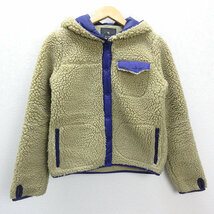 s■ナノユニバース/nano universe ボアフリース フーディジャケット/ブルゾン/JKT【F】ベージュ/LADIES/27【中古】_画像1