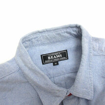 n■ビームス/BEAMS カラーボタン 半袖シャツ【M】紺/MENS/117【中古】_画像3