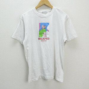 a■ミルクフェド/MILKFED 写真プリント Tシャツ【L】白/LADIES/108【中古】