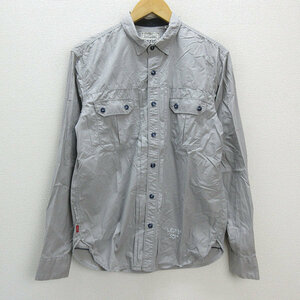 y■リーバイス/LEVI’Sワッペン付き 長袖ワークシャツ■灰【メンズM】MENS/アメカジ/121【中古】