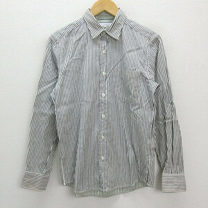 a# United Arrows /GREEN LABEL RELAXING stripe pattern long sleeve shirt [S] white black /MENS/80 [ used ]