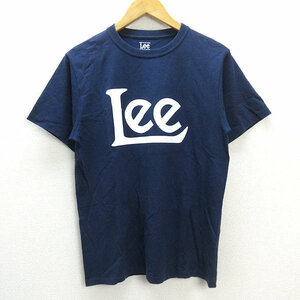 a■リー/LEE ビッグロゴプリント Tシャツ【M】紺/MENS/83【中古】