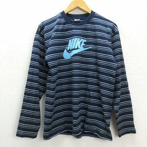 ｍ■ナイキ/NIKE ロゴプリント 長袖Tシャツ/ロンT【L】紺/MENS/44【中古】