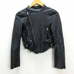 k# ho race /HORACE Ray BEAMS ram leather double rider's jacket [S] black /LADIES#158[ used ]