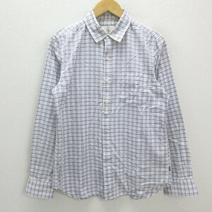 s■エーグル/AIGLE マルチチェック柄 胸ポケット付き 長袖シャツ/ハーフボタン【M】MENS/70【中古】