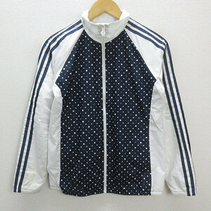 n# Adidas /adidas dot pattern training jacket JKT[M] white navy blue /LADIES/144[ used ]