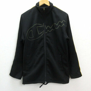 k■チャンピオン/champion ビッグロゴ トラックジャケット/トレーニングウェア【L】黒/MENS■23【中古】