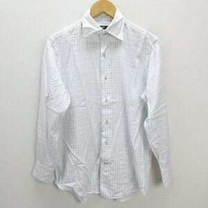 n# Ships /SHIPS check pattern long sleeve shirt [M] white /MENS/120[ used ]