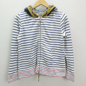 a# Ships /SHIPS border pattern Zip up Parker [F] white navy blue /MENS/2[ used ]