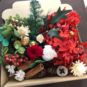クリスマス花材セット レッド/ホワイト