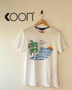  new goods * maximum price cut *KOON Kuhn embroidery & hand-drawn illustrations T-shirt sea s Rav cotton 100% made in italy white size S