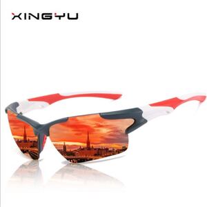 新品★軽量ミラーサングラス◆UV400 オレンジ スポーツ アウトドア 最安値