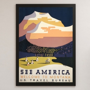  America montana. sightseeing travel Vintage illustration lustre poster A3 ① bar Cafe Classic interior nature travel Rocky mountain .