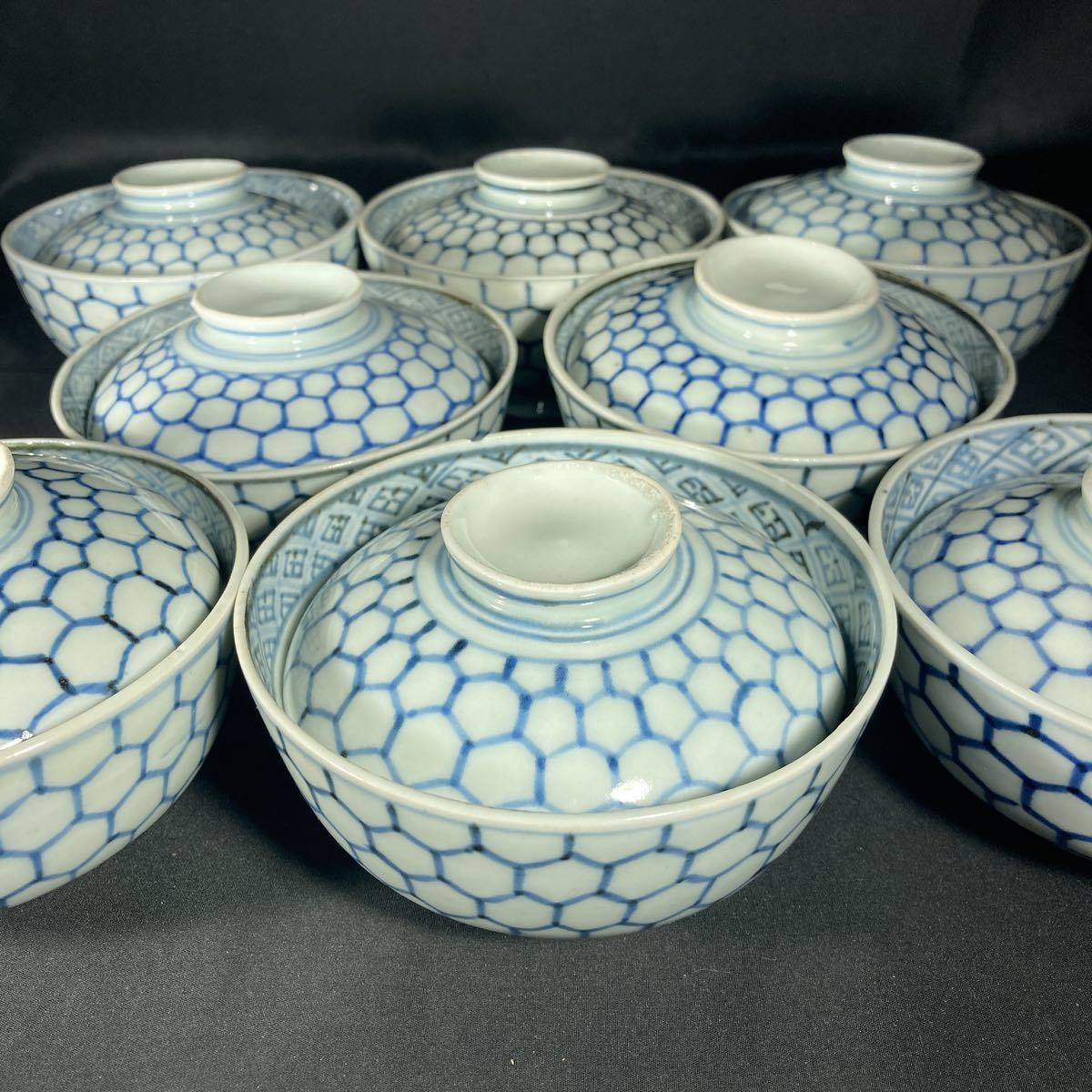 大流行中!アンティーク/コレクションSALE/60%OFF】 ◇古伊万里 色絵 亀甲紋覗き猪口5客 江戸時代◇ - 工芸