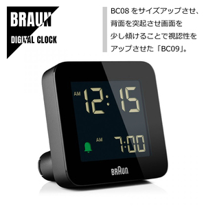 BRAUN ブラウン DIGITAL CLOCK デジタルクロック BC09B 置き時計 ブラック 静音設計 アラーム機能 スヌーズ機能 ライト機能★新品