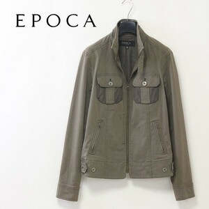 ◆EPOCA/エポカ コットン スタンドカラー ジップアップ ジャケット カーキ系 40