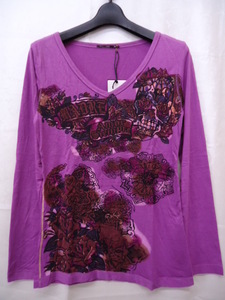 【KCM】jmj-48-M★未使用品★【SALVAGE/サルベージ】レディース　Vネック　長袖Tシャツ　パープル系　サイズM