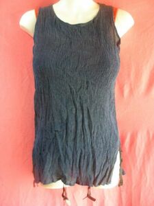 USED wrinkle processing tank top size 11R navy blue color 