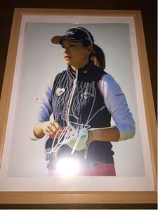 LPGA 藤田光里 直筆サイン入りＡ3生写真額装品