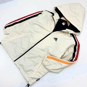 アディダス adidas 中綿 ジャケット 150cm キッズ 子供用 オフホワイト パーカー 防寒ジャケット お子様の冬服に♪■DA109