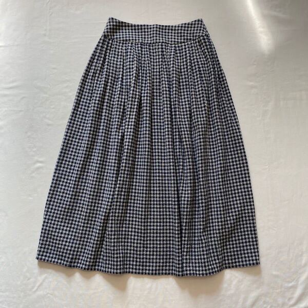 agnes b. ウールチェック柄ロングスカート