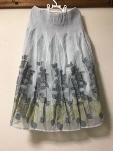 シフォン フレア 花柄 ミモレ丈スカート