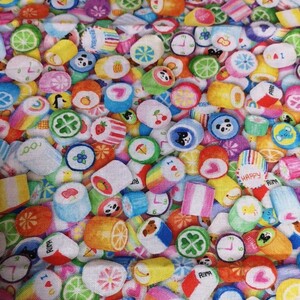 キャンディ リアル いっぱい 生地 写真プリント 金太郎飴 110×50