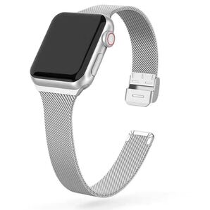 アップルウォッチバンド 38/40mm Apple Watch バンド ステンレスバンド スリム型 大人気 シルバー色