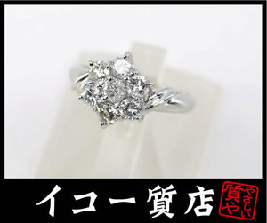 イコー質店　Pt900　★ダイヤ合計1.03ct　フラワーデザイン　ファッションリング　12号　新品仕上げ済み　美品　RY6008