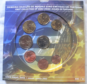 ポルトガル ユーロコイン 8枚セット 1セント～2ユーロ ユーロ発行記念プルーフ 2002年 レア！
