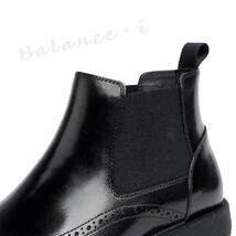 本革 ブーツ ブラック 26.5cm 3E レザー サイドゴアブーツ 厚底 メンズブーツ ウィングチップ 1905-05JS_画像4