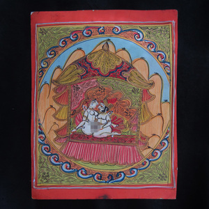 インドの細密画 手描き カーマスートラ, 絵画, 油彩, 宗教画