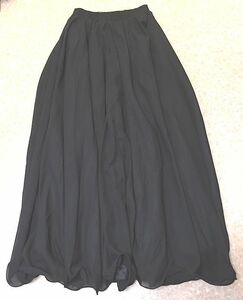 ギャザーフレア・ロング・スカート・裾ワイヤー入り・裏地付き・ブラック・Mサイズ前後・ステージ用