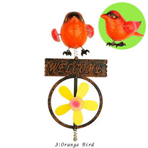 アニマル ガーデン ステイク (オレンジの鳥) 鳥 プランター 観葉植物 風車 庭 ガーデニング ピック 飾り 杭 グッズ
