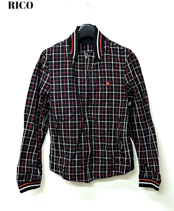 M【RICO CHECK Zip JACKET 06-10H-4008 リコ ジャケット RICO ブルゾン 綿 麻】