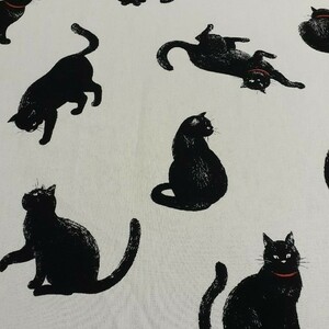 生地 綿麻キャンバス 50×100cm 猫 猫柄 はぎれ ハギレ リメイク ハンドメイド にゃんこ
